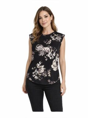 Violet & Claire Black and Cream Floral Blouse